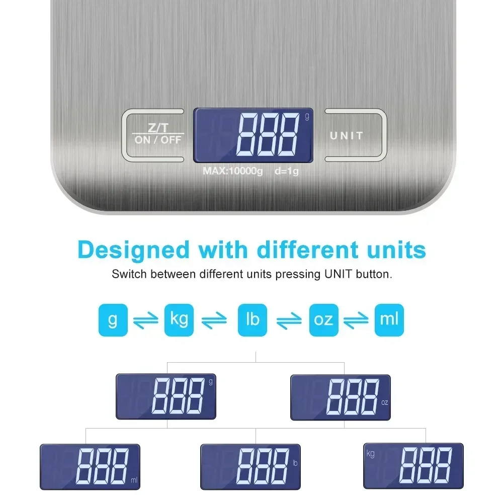 Description Picture 2 of item5kg/1g Digital Kitchen Scale LED Stainless Steel High-precision Electronic Scales Home Jewelry Food Weighing Baking Tools