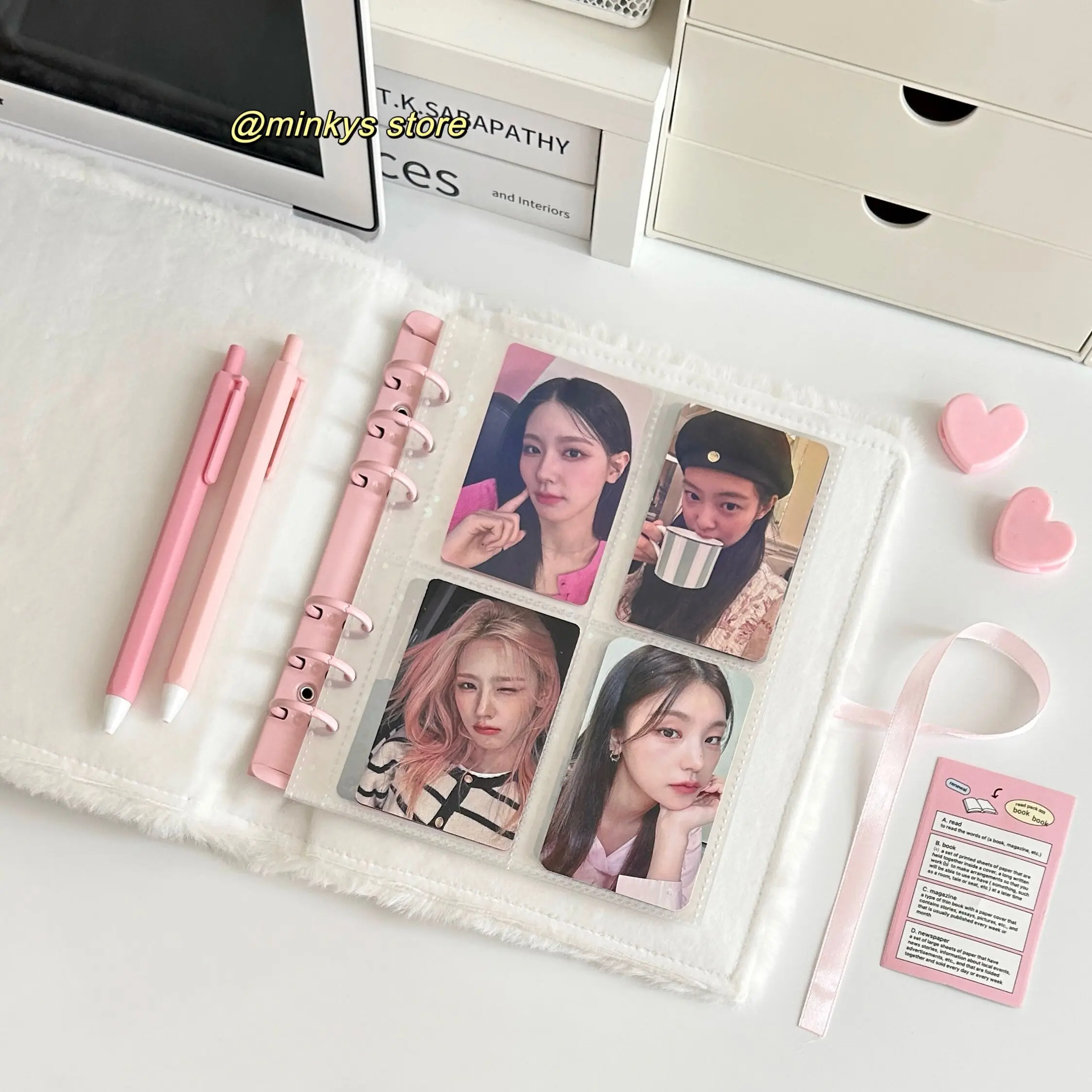 MINKYS Kawaii Fluffy Strap Ties A6 Kpop Photocard Binder Star Collect Book Idol Plush Photo Card Holder Photocards Album 5
