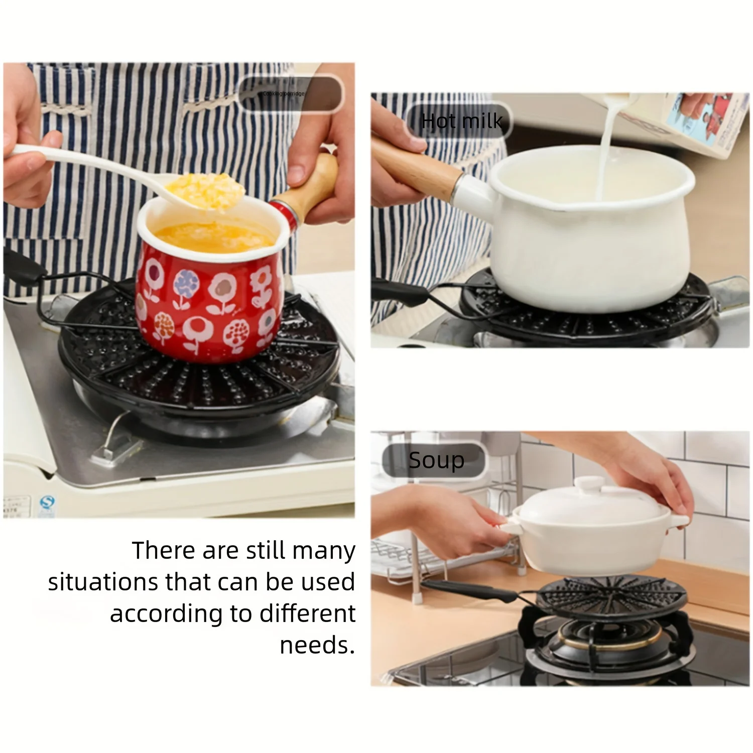 Iron Heat Diffusion Plate 1pc Evenly Conducts Heat Fire Gas Stove Simmer Ring for Coffee & Milk
