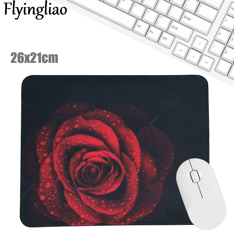 Red Rose Mouse Pad Desk Pad Laptop Mouse Mat for Office Home PC Computer Keyboard Cute Mouse Pad Non-Slip Rubber Desk Mat cute ghost purple extra large gaming mouse pad computer keyboard desk mat xxl large gamer mousepad laptop desk pad accessories