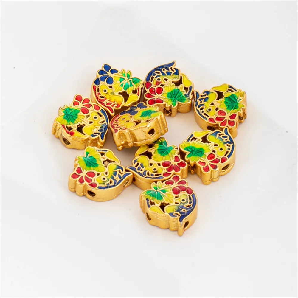 

18K Gold Plated Mute Gold Dropped Oil Double Sided Grape Spacer Beads DIY Jewelry Making Components Bracelets Accessories