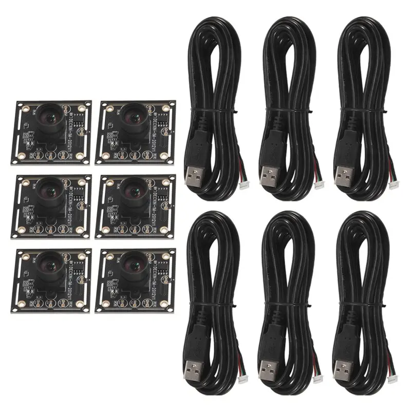 6Pcs 100도 카메라 모듈 1MP OV9732 1280X720 USB 무료 드라이버 수동 초점, Winxp/7/8/10용 2미터 케이블 포함