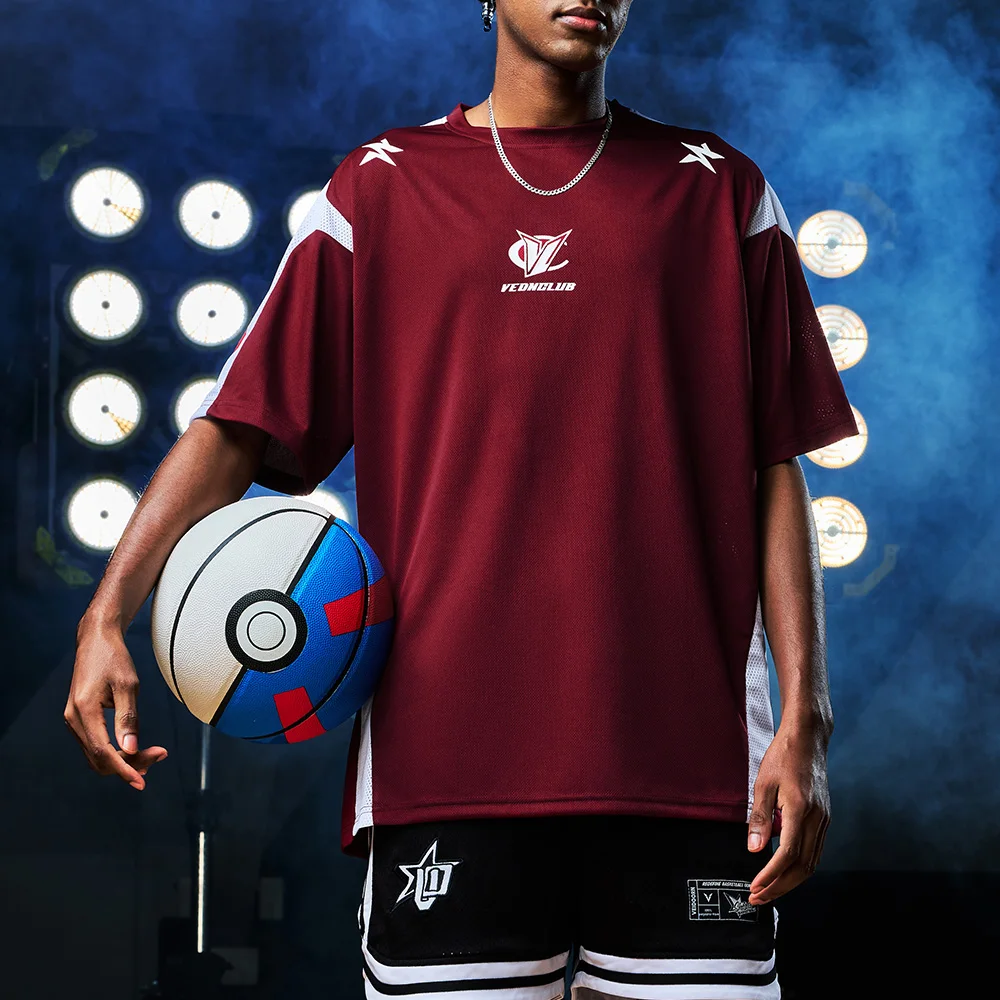 Veidoorn Mens Oversize Sport T-Shirt Breathable Polyester Quick Dry Athletic Jersey for Basketball Running Training Tops