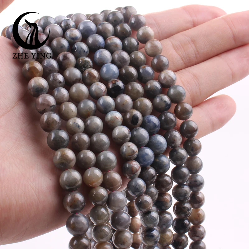 New Natural Blue Sapphires Stone Beads A+ Smooth Round Loose Spacer Beads for DIY Jewelry Making Bracelets 6 8mm 15