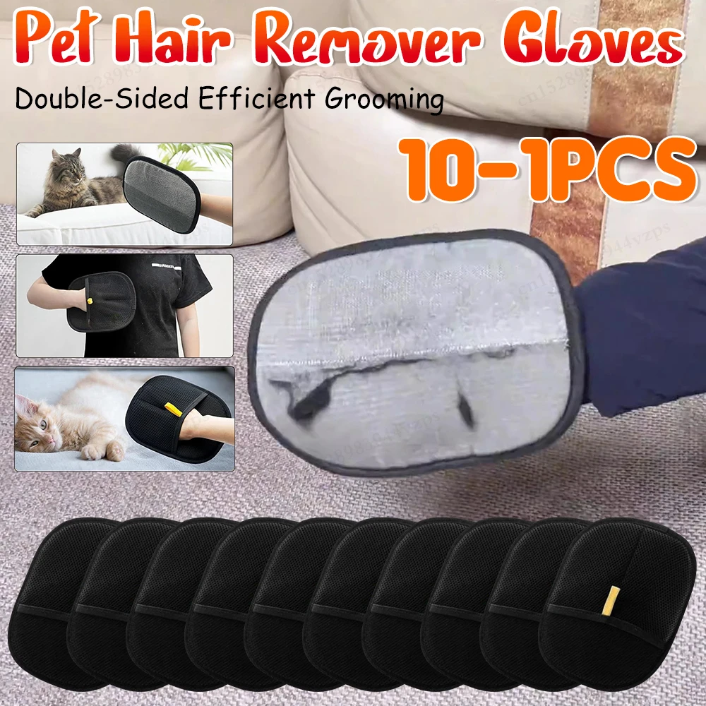 1-10 PCS Pet Hair Remover Mitt Pet Hair Remover Gloves Deshedding Brush Glove for Dog Cat Rabbit with Long/Short/Curly Hair