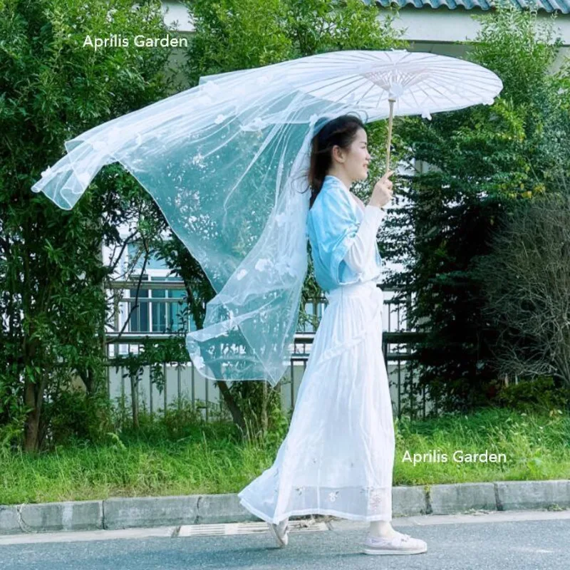 82cm Tassels Chinese Umbrella Ribbon Silk Hanfu Cosplay Umbrella Prop Shoot Paraguas Cosplay Princess Parasol Wedding Props