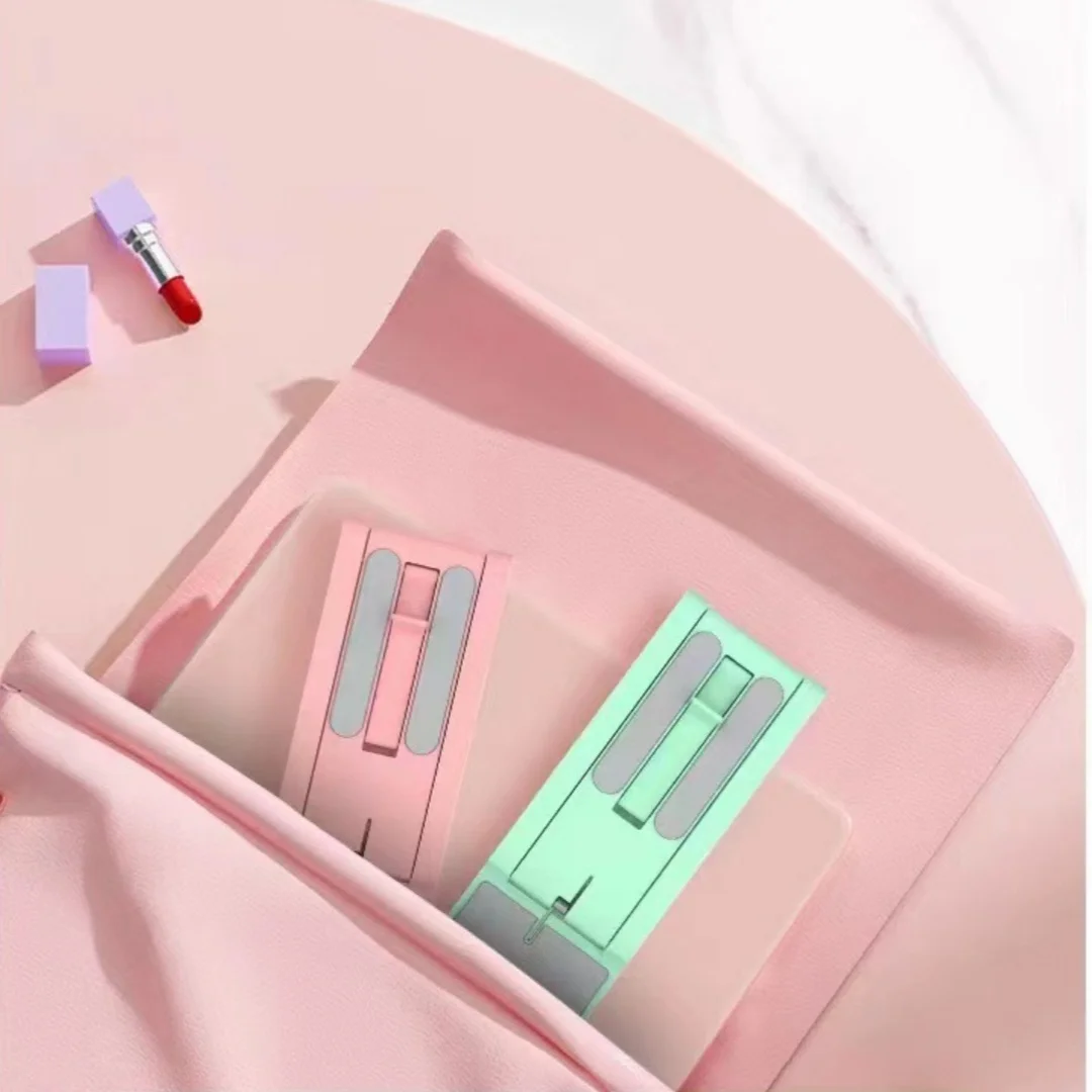 조절 가능 접이식 휴대폰 & 태블릿 거치대, 라이브 스트리밍 및 편리한 사용을 위한 휴대용 범용 데스크탑 홀더