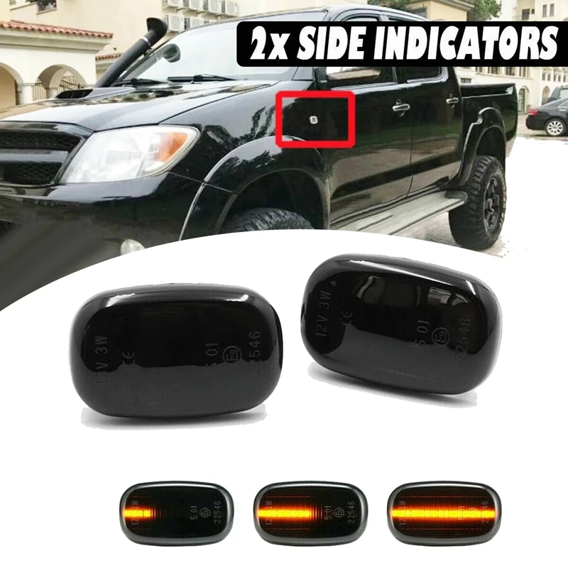 2Pcs LED Dynamic Side Marker Turn Signal Lights Indicator Lamp For
