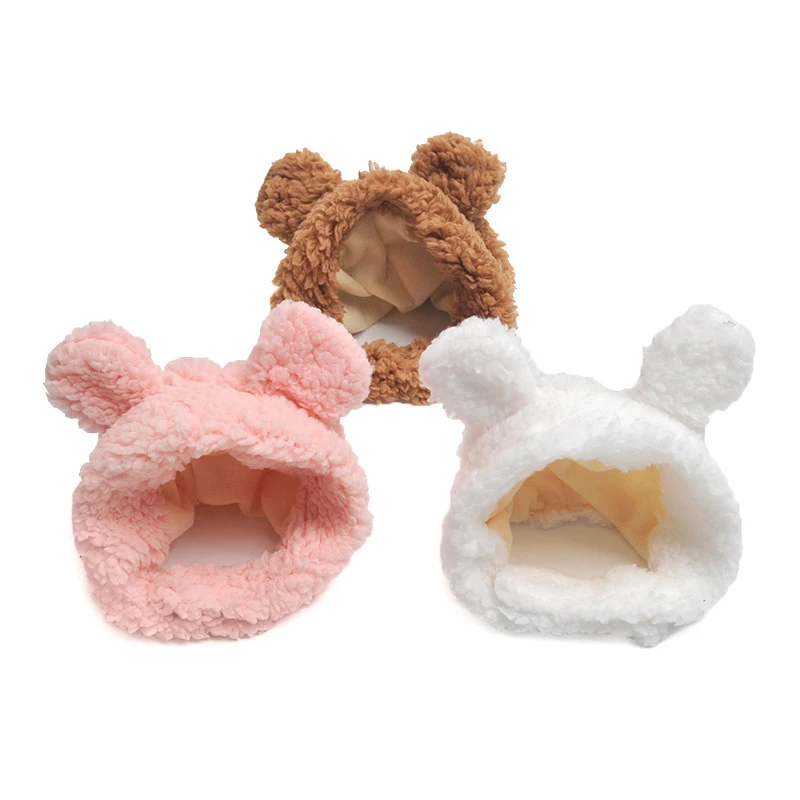 귀여운 강아지 코스튬 재미있는 애완 동물 고양이 모자, 따뜻한 곰 머리띠, 애완 동물 모자, 코스프레 사진 소품, 새끼 고양이 강아지 파티 코스튬 고양이 액세서리
