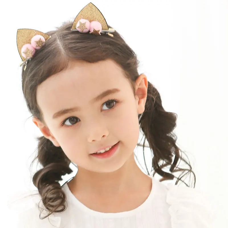 Cute Cat Rabbit Ears Hairpins 3D Sequins Cartoon Bow Glitter Hair Clips Barrettes for Girls Kids Headwear Hair Accessories