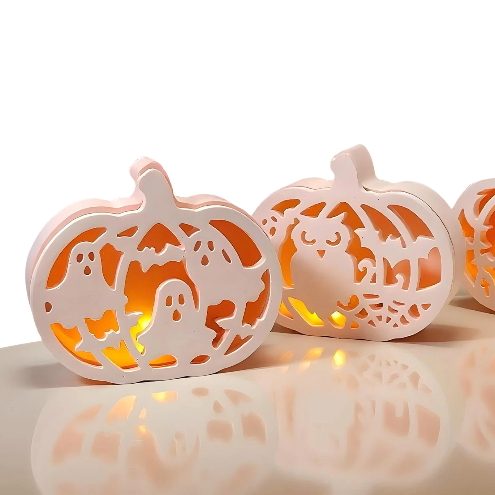 4 Pcs Halloween Pumpkin Silicone Molds Tea Light Holder Casting Molds Plaster Molds for DIY Crafts