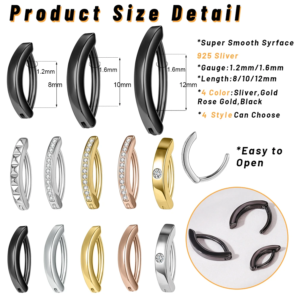 2 Pezzi/set Anello Falso Di Cerchio Di Naso Di Setto Dell'acciaio - Foto 8