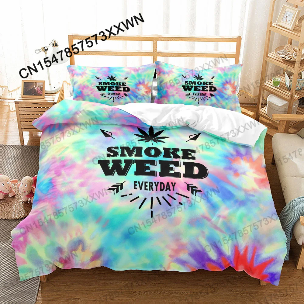 

Smoke Weed Cigarette Duvet Cover Set Queen Calico Twin Size Comforter Cover Bedding Set Single King Soft Polyester Quilt Cover