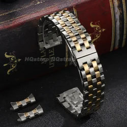 Premium Solid Stainless Steel Watch Band Replacement Strap with Adjustable Width and Versatile End Links - 21mm (Silver - Gold)
