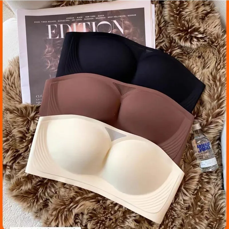 

Women Sexy Strapless Anti-slip Bra Solid Invisible Push Up Bras Wireless Seamless Underwear Without Straps Bralette Lingerie