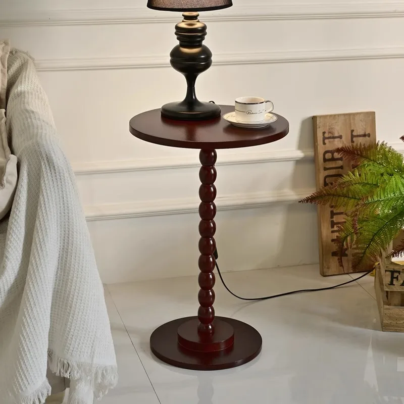 Hot selling modern French retro American solid wood round table small coffee luxury table living room apartment round
