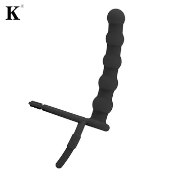 1pc Unisex Adult Massager Double Penetration Penis Strapon Dildo Sex Toys Anal Bead Plug 2