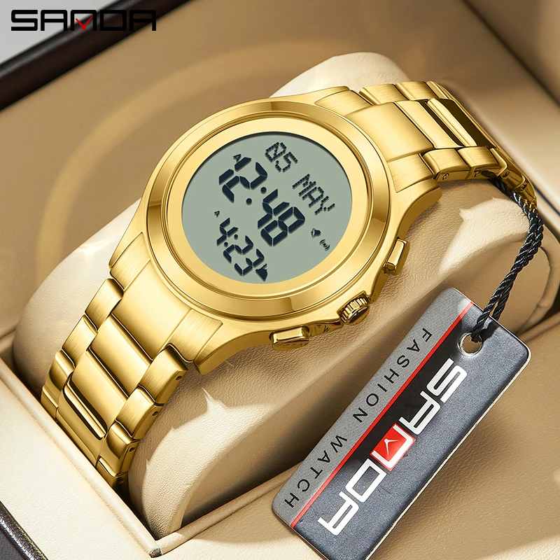 

SANDA Fashion Men Sports Electronic Watches Luminous Stainless Steel Strap Arabic Tidal Worship Male Wrist Watch reloj hombre
