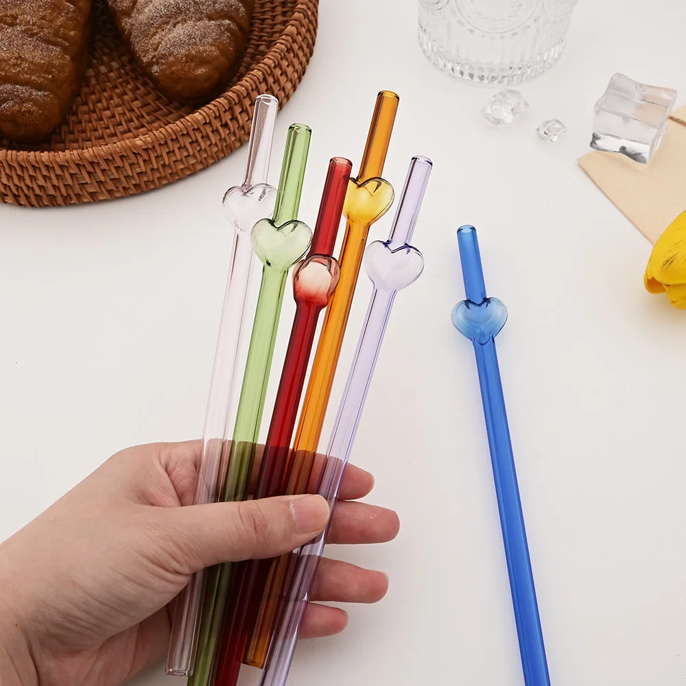 Eco-Friendly High Borosilicate Glass Straw Set - 9-Piece Reusable Collection for Smoothies and Cocktails