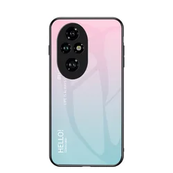 Gradient Tempered Glass Shockproof Hard Back Phone Case for Honor 200 (Pink Blue)