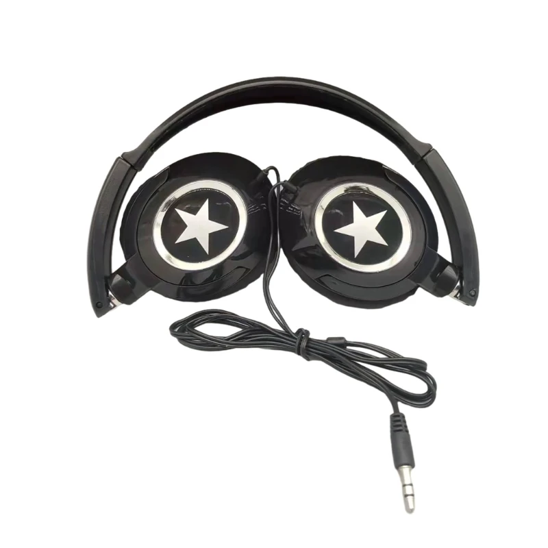 Headphones Wire Folding Lightweight Headset for Cellphones Tablets Smartphones Laptop 3.5mm Wire Headphone F19E