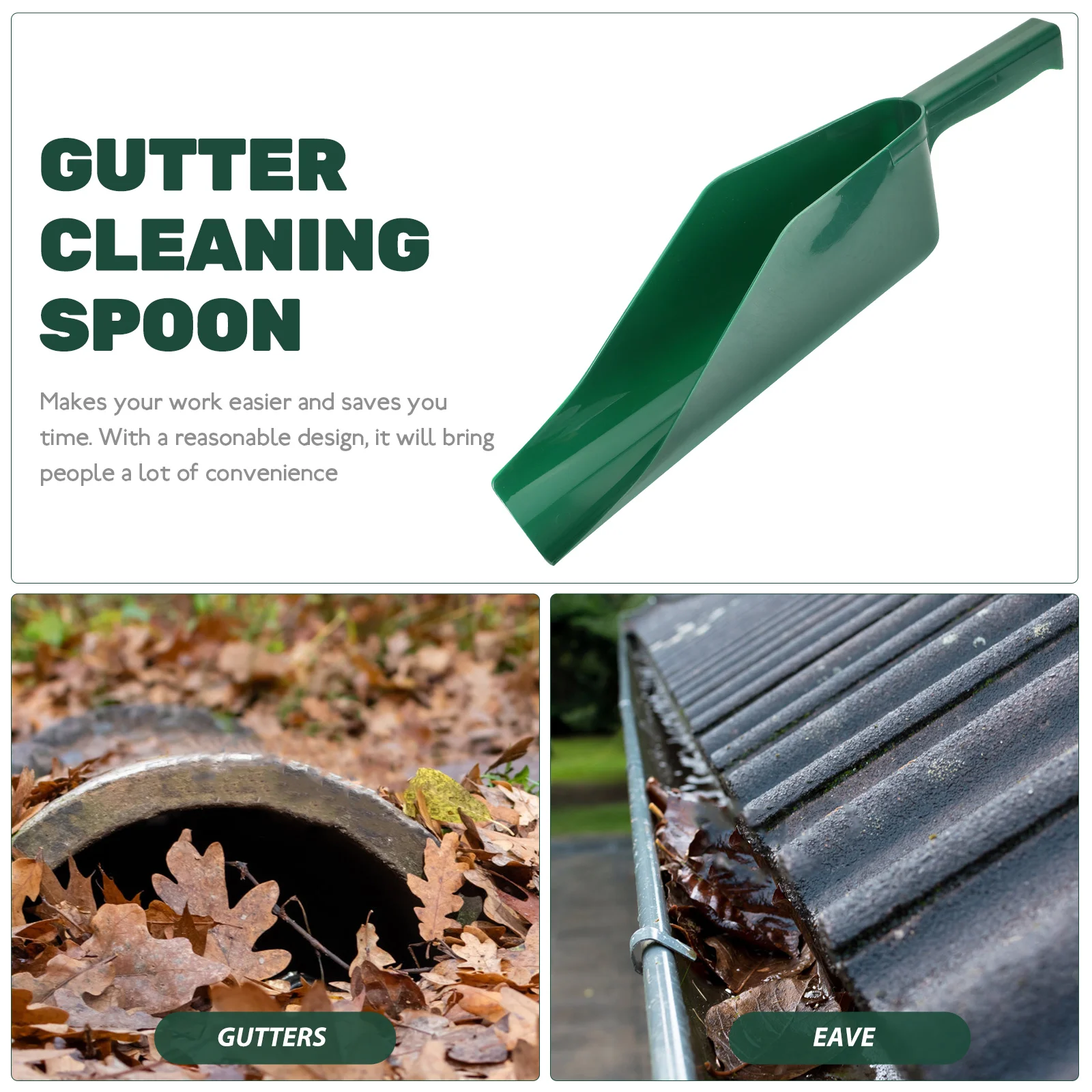 Gutter Cleaning Supplies Eaves Spoons Leaves Scoop Gardening Green Plastic