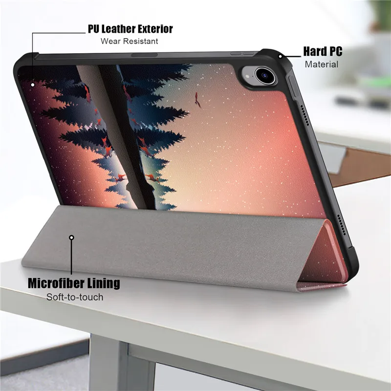 Étui rigide pliable en cuir peint pour iPad 10e génération, coque