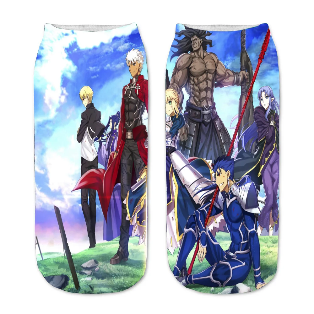 

Teenager Short Sock Kawaii Ankle Socks Anime fate stay night 3D Printed Cartoon Straight Socks Men Women Short Socks