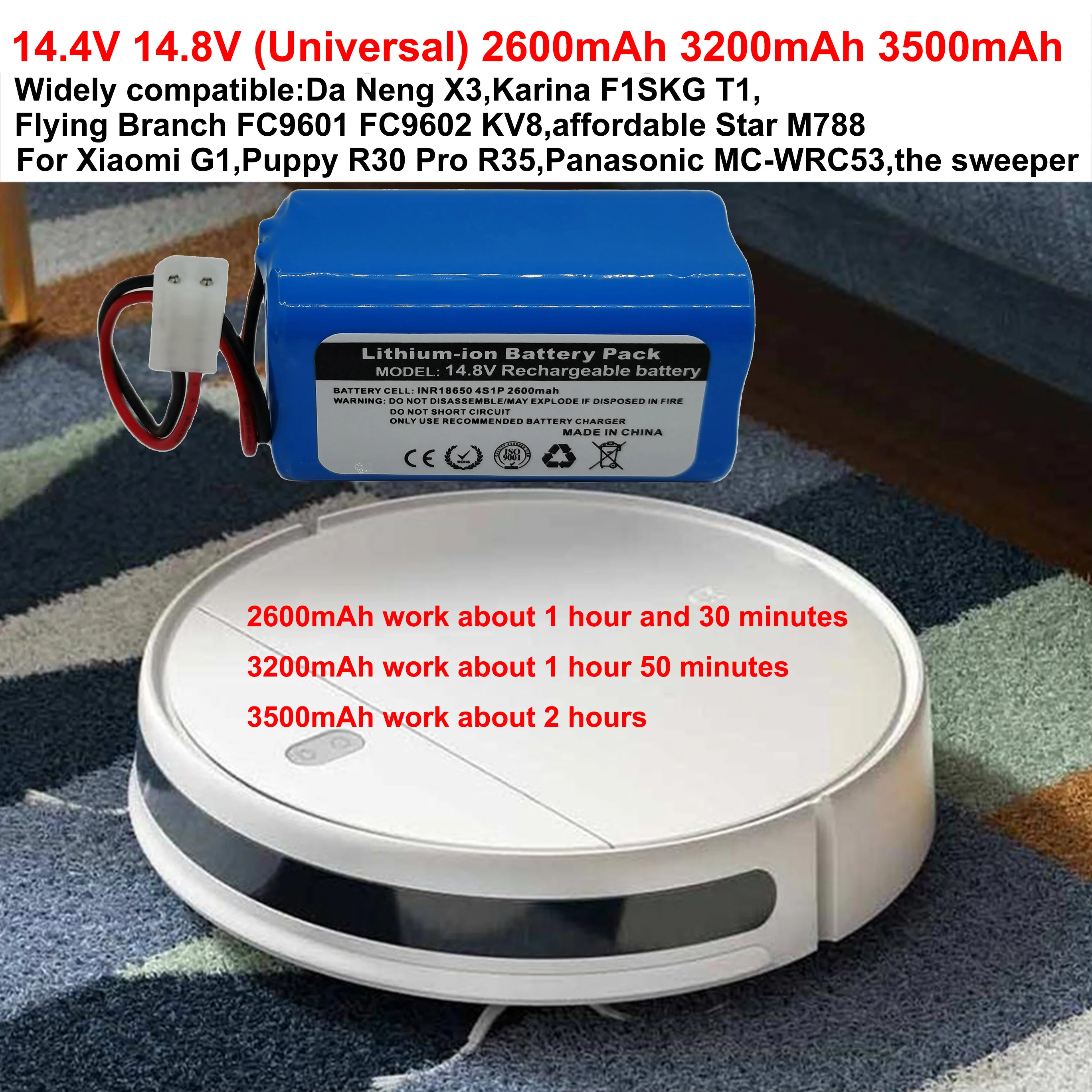 14,8V 2600mAh vervangende batterij voor robotstofzuigers. 14,8 Volt