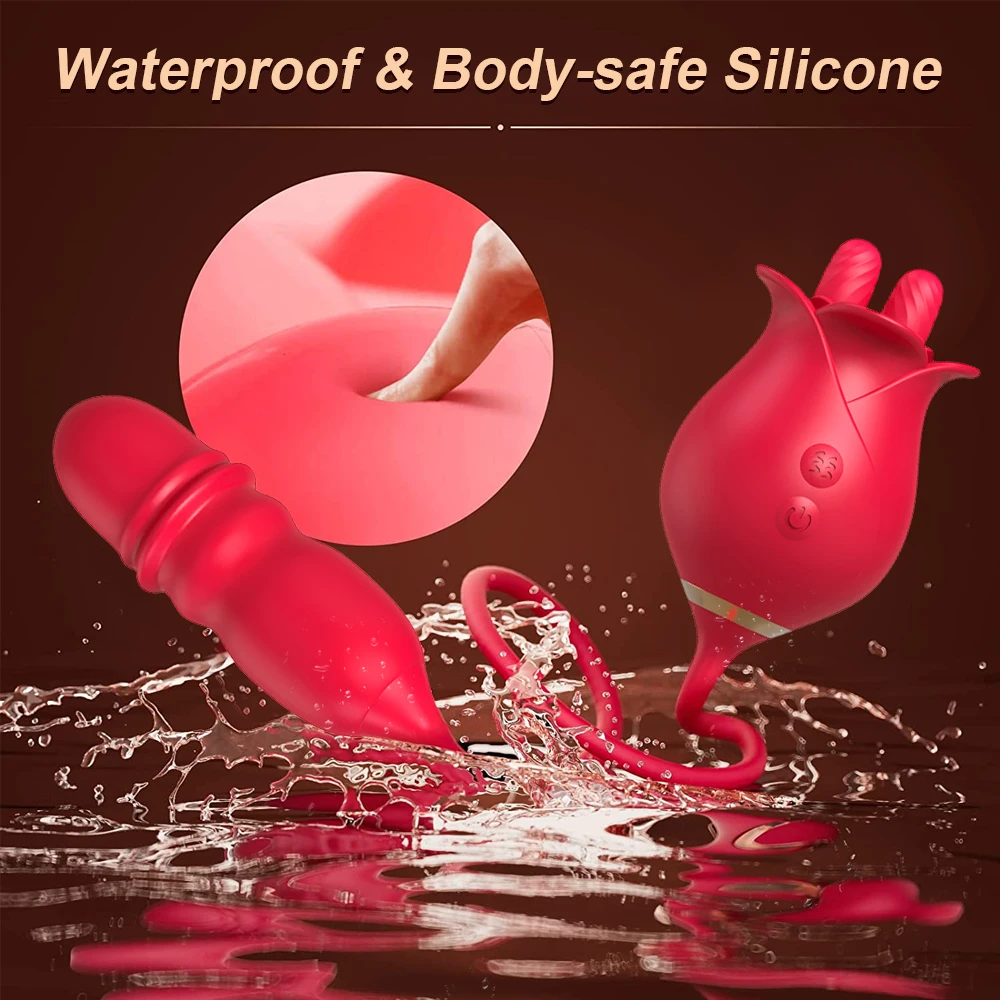 Tongue Licking Thrusting Vibrator Women G Spot 3 In1 Clitoral Stimulation Nipple Massager Adult Sexs for Female Rose_voghion.com