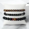 Bracelet élastique 3 pièces/ensemble en perles de pierre naturelle pour couple, bracelet de prière, bijoux de yoga et de méditation bouddhiste pour amis, cadeaux