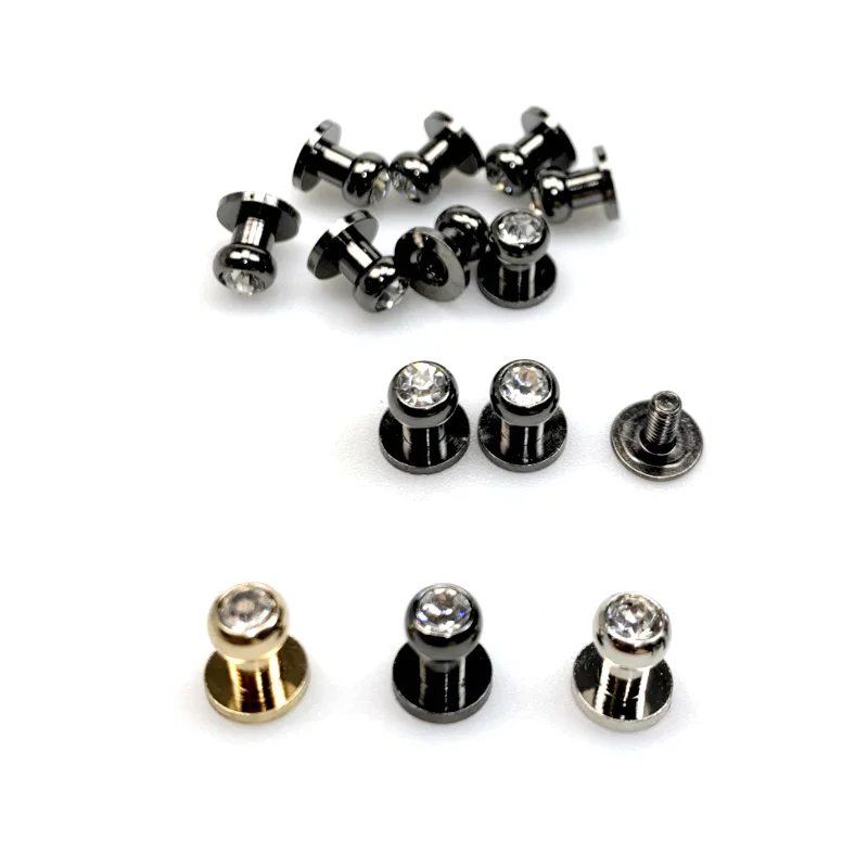50sets Diamond Nipple rivets Monk Head Rivets 6*8*8.5mmGlass Stone