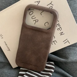 Luxury Matte Suede Fabric Phone Case - Retro Solid Color Soft Shock - Resistant Unisex Cover - iPhone 17 (Brown)
