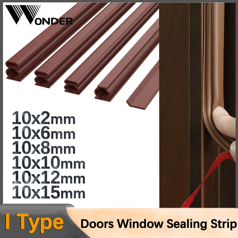 

Silicone Rubber Sealing Strip I Type Self Adhesive Doors Window Soundproofing Weatherstrip Gap Blocker Insulation Tape Browm