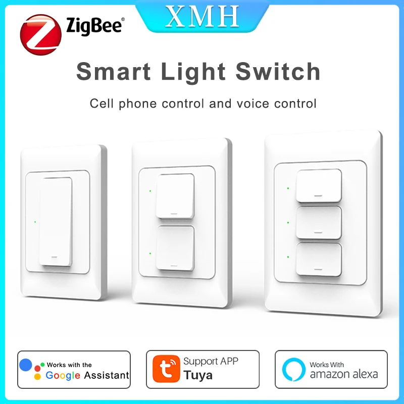 

Tuya Zigbee Push Smart Button Switches Physical Smart US AU Brazil Light Wall Switch 1/2/3Gang Timer Voice Control Google Alexa