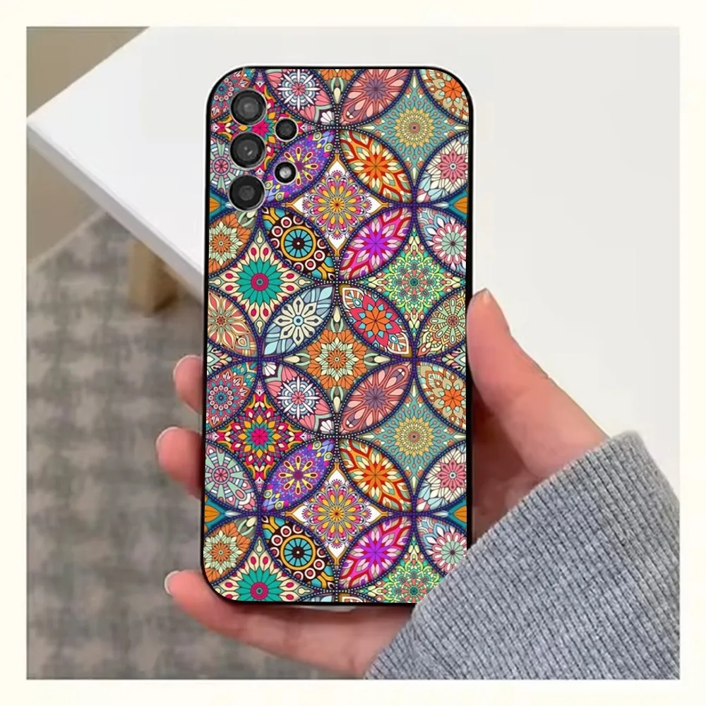 Elegant Moroccan Tile Pattern Phone Case - Soft Black Silicone Cover