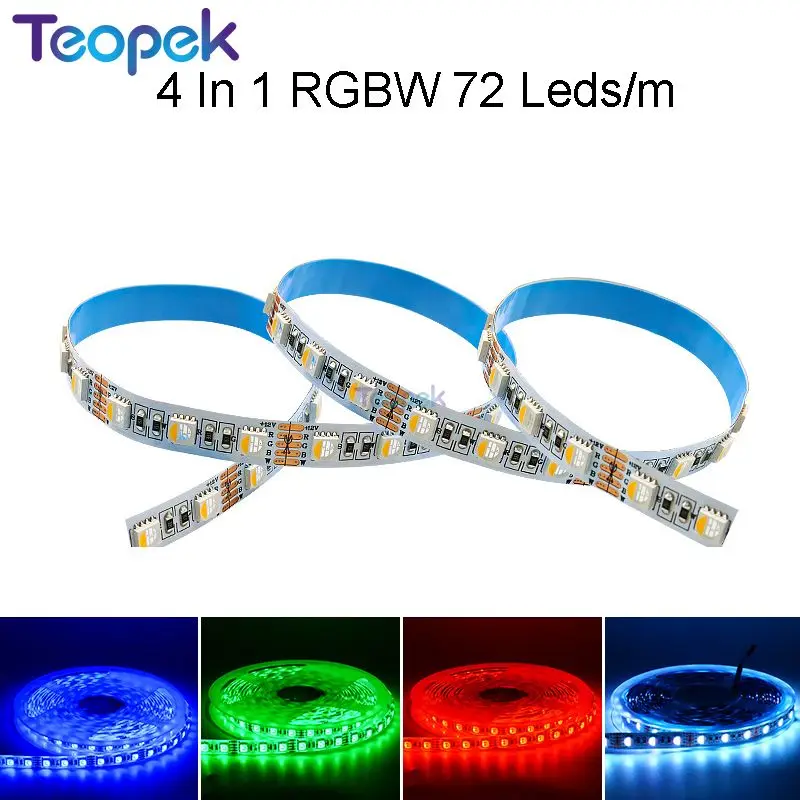 

4 in 1 RGBW LED Strip, ,60 Or 72 Leds/m SMD 5050 DC12V/24V Flexible Tape Light RGB+White / Warm White 5m/lot 10MM PCB