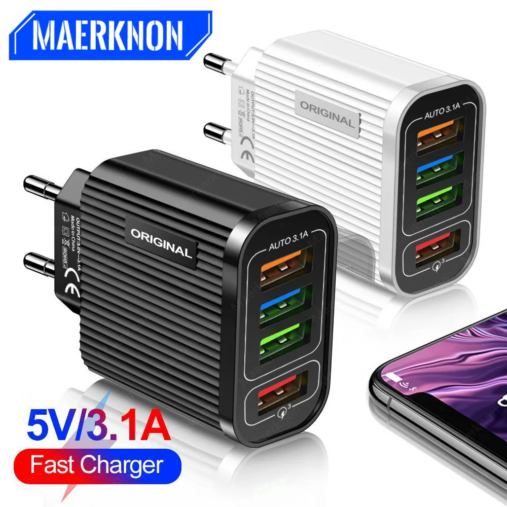 4 Caricabatterie Usb Caricabatterie Rapido Quick Charge 3.0 Per Iphone 14 13 12 Pro Max Xiaomi Mi Huawei Samsung Adattatore Per Caricabatterie Per Tel