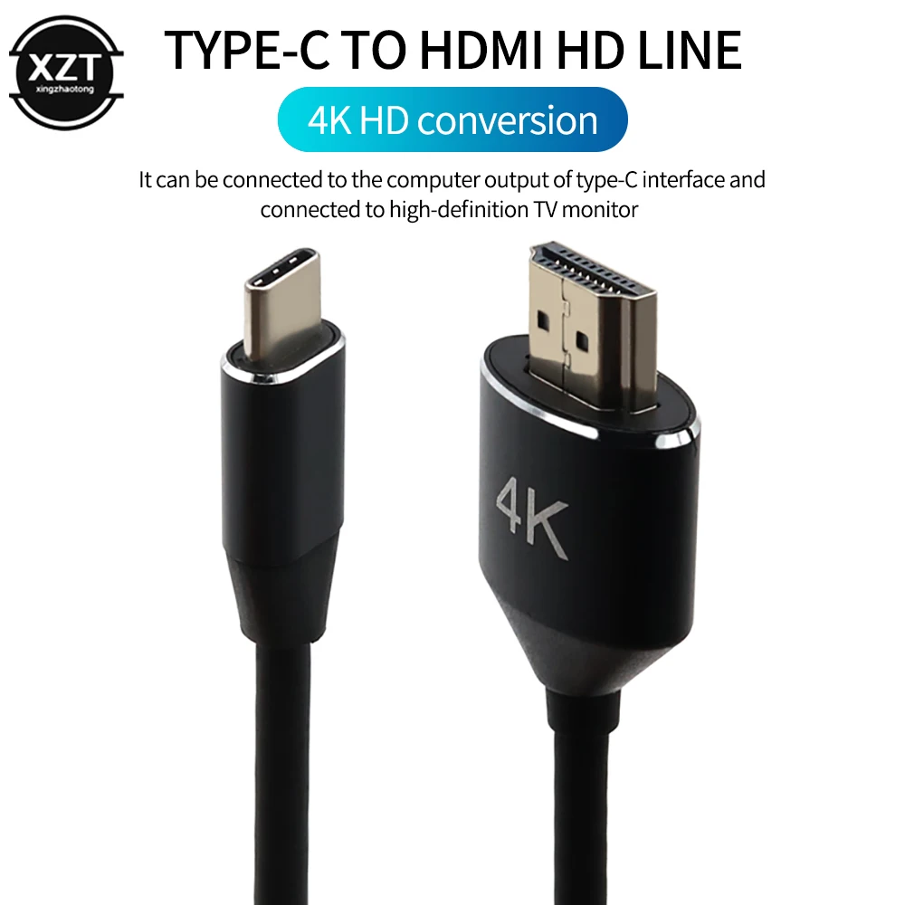 

USB Type-C HDMI-compatible 4K Type C to HDMI-compatible Cable Adapter Same Screen Cable Phone with TV HD Monitor 1080P USB C