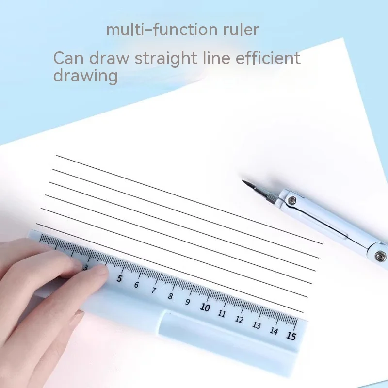 Three-in-one Multifunctional Compass Ruler With Pencil Refills Lead Math Geometry Tool Circle Student School Stationery Supplies drawing compass
