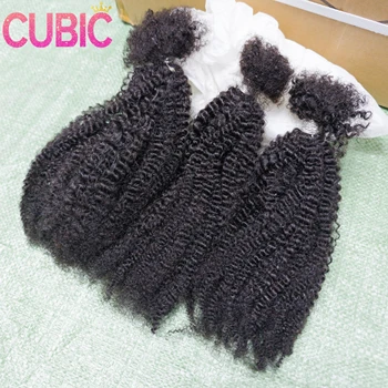 16 Inch 4C Afro Kinky Curly Human Hair Bundles Curly Weave 100% Virgin Human Hair Extensions for Black Women 30g Natural Color