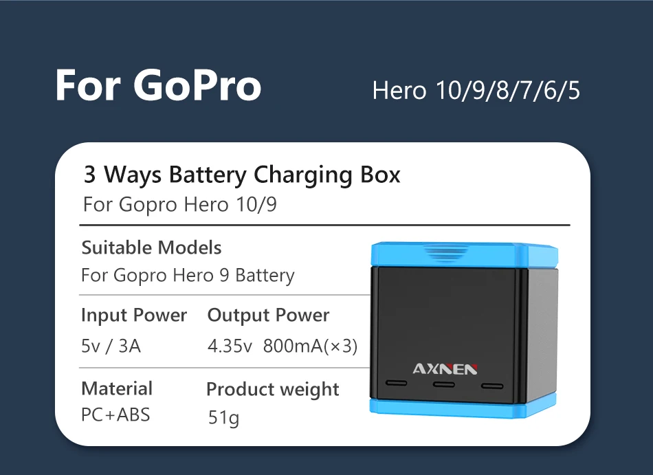 ACCESSORI GO PRO Kit batteria o caricabatterie per GoPro Hero 10 9 8 7 6 5 accessori Gopro per Action Camera nera originale Go Pro Hero10 Hero8 Hero9 123