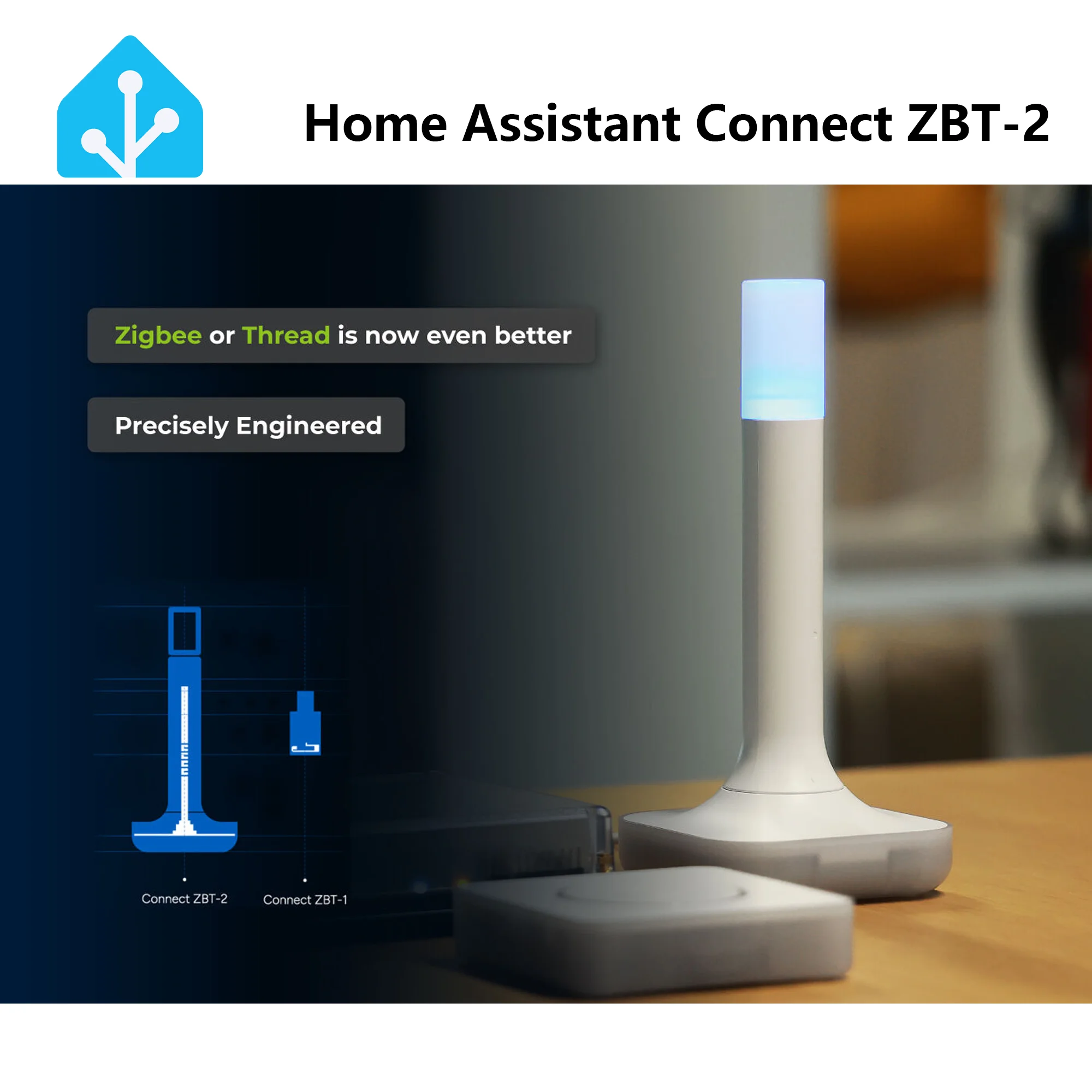 Home Assistant Connect ZBT-2 Compatible with Zigbee, Thread or Matter for Smart home gateway hubs and Home Assistant