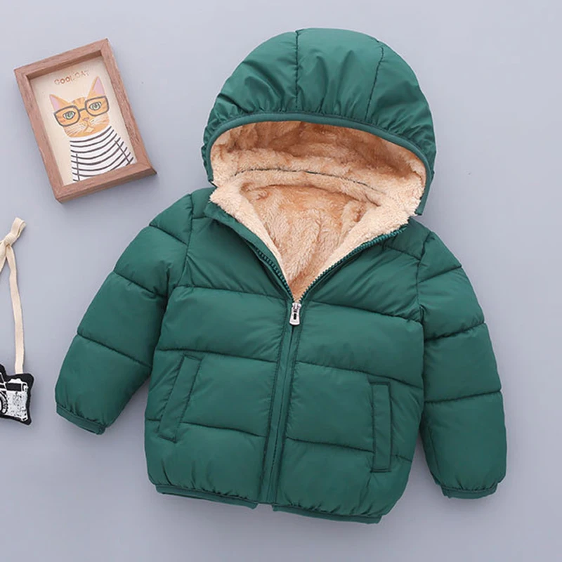Winter Baby Kids Fleece Jacket For Children Cartoon Coats Autumn Boys Warm Hooded Down Jackets Girls Plush Warm Outerwear Down Jacket Children Jackets Girls Coat