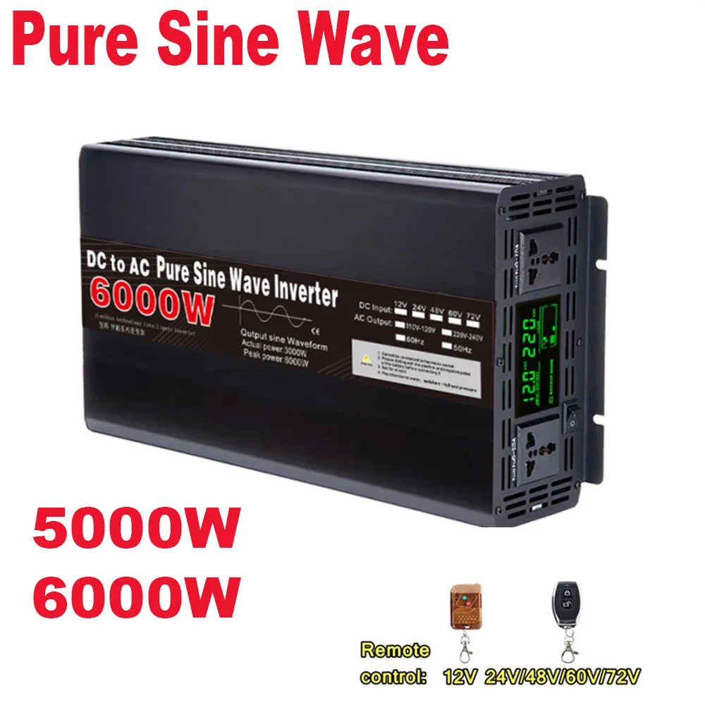 Inverter A Onda Sinusoidale Pura 6000W 5000W 12/24/48V 110/120/220/230V Convertitore Di Tensione Da Cc A Ca Inverter Solare Per Auto