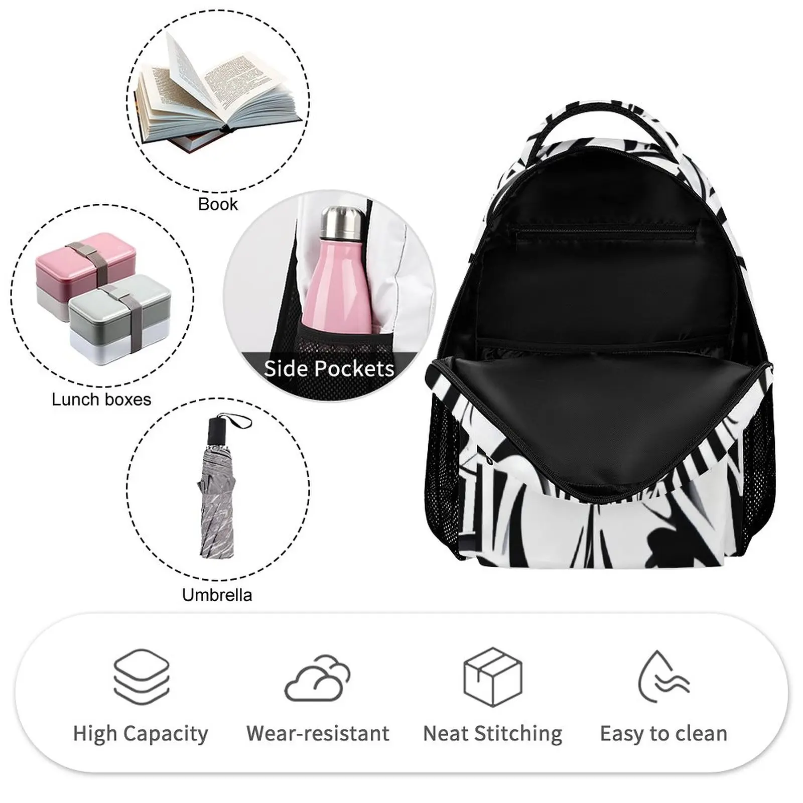 2023 New School Bags for Kid Girls Multifunctional Backpack 2 in 1 Floral Children's Backpack Breathable Shoulder Straps