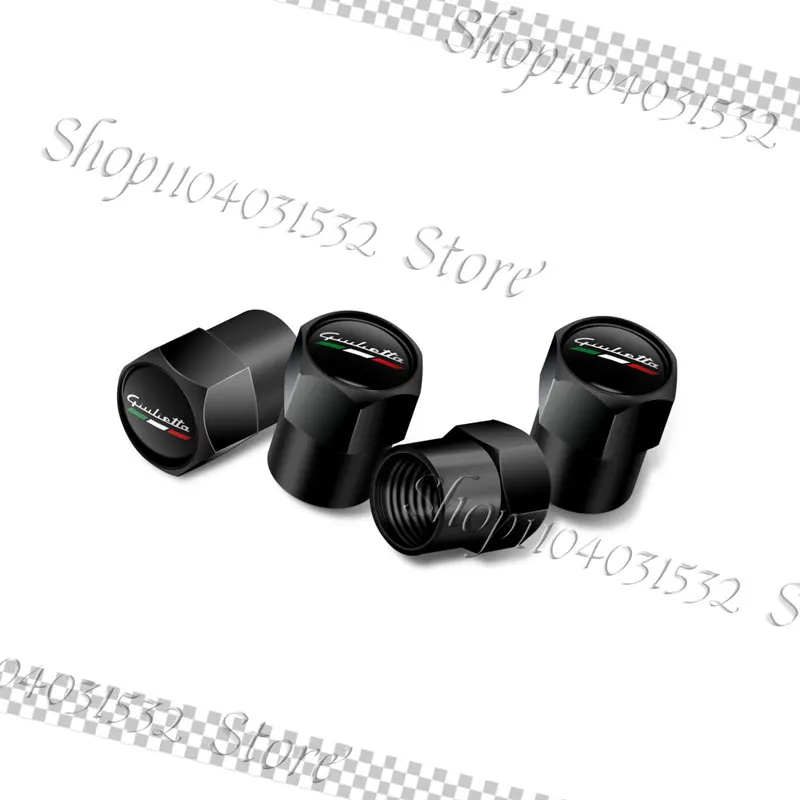 Set of 4 Metal Alloy Tire Valve Caps with Emblem Design