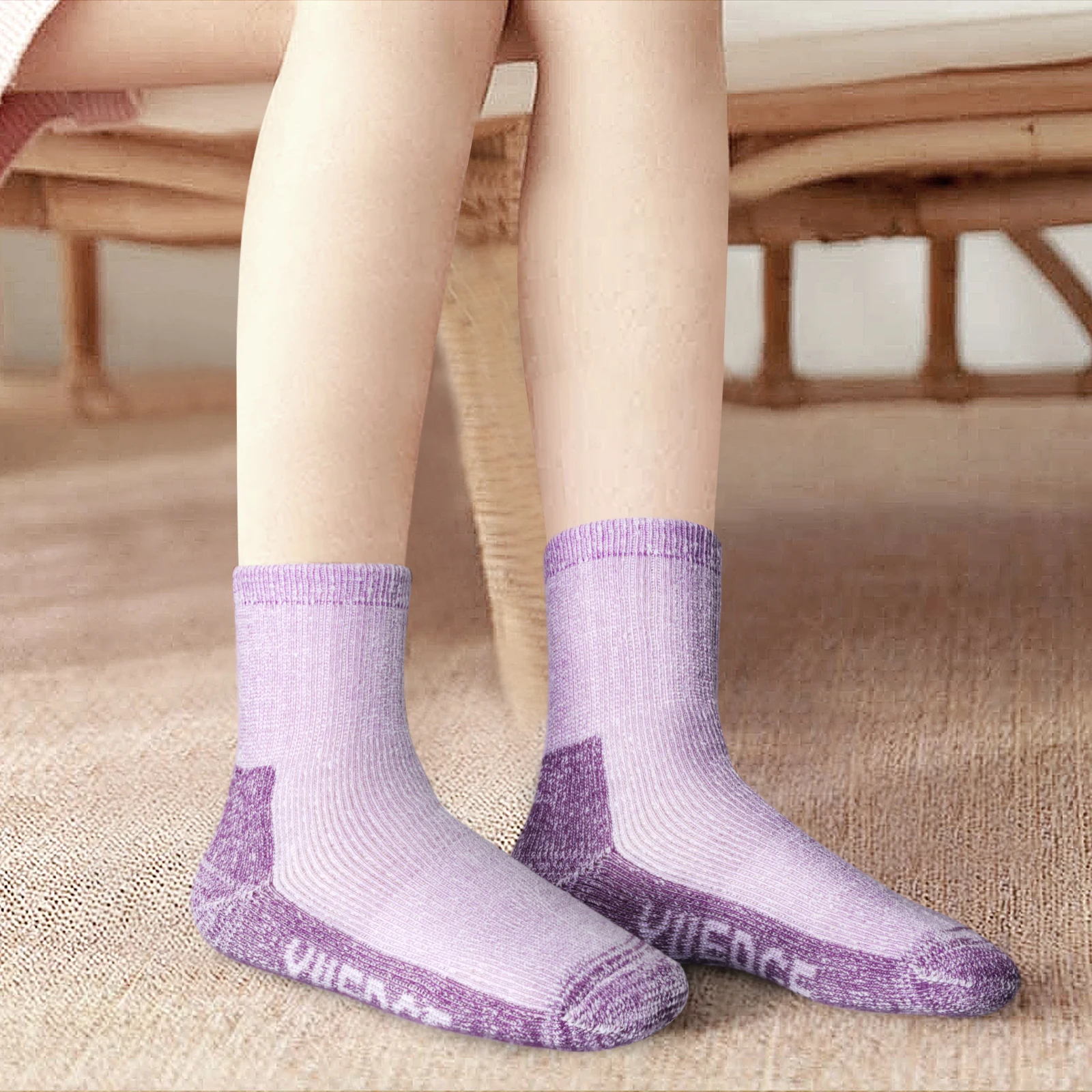 YUEDGE Womens Merino Wool Hiking Socks Cushioned Outdoor Sports Crew Boot Thermal Warm Work Socks For Women 2 Pairs thermal socks women hiking socks