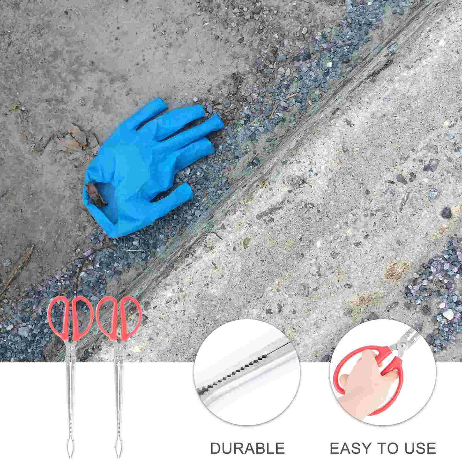 2 Pcs Trash Tongs Gripper Clamp Anti-scald Gloves Grabber Tool Briquette Yard Garbage Stainless Steel Elder 6