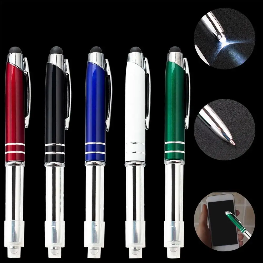 3-in-1 Metal Capacitive Pen Outdoor Tool Pen Multi-function Ballpoint With Light Touch Screen Writing Tool Office Supply